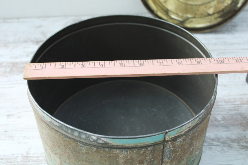 photo of Zeiglers Milwaukee Peerless Marshmallows antique candy tin, mint green blue color, worn original finish  #2