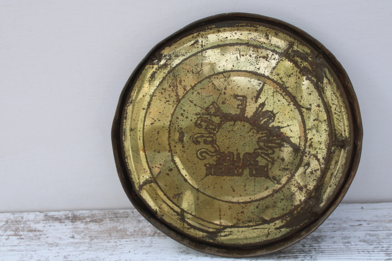 photo of Zeiglers Milwaukee Peerless Marshmallows antique candy tin, mint green blue color, worn original finish  #11