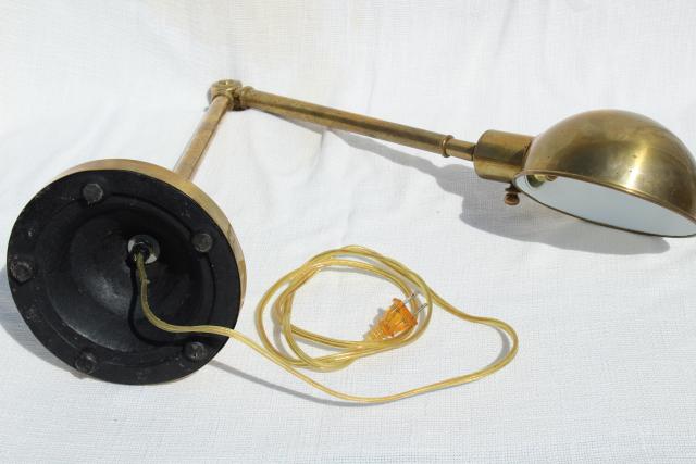 photo of adjustable brass drafting work light, helmet shade desk lamp Jielde industrial style #2