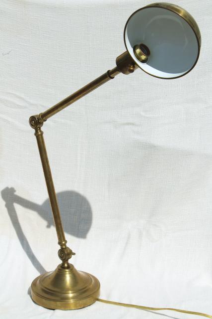 photo of adjustable brass drafting work light, helmet shade desk lamp Jielde industrial style #9