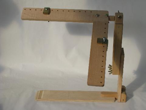 photo of adjustable needlework stretcher frame stand, birch wood, unused #1