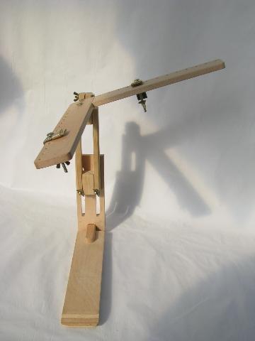 photo of adjustable needlework stretcher frame stand, birch wood, unused #3