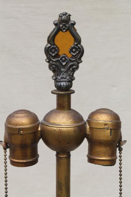 photo of aesthetic antique art nouveau lamp, aladdin's lamp base w/ twin light pull chain lights #8