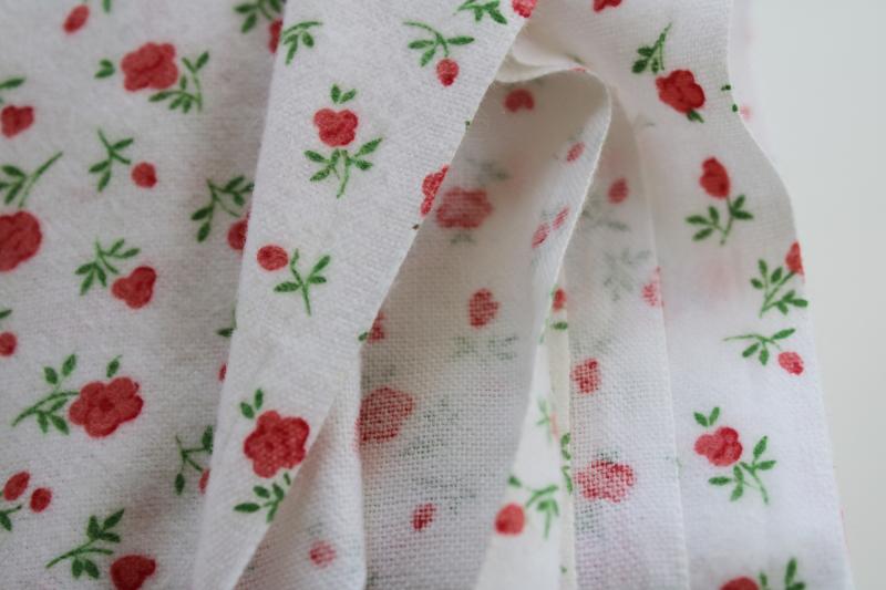 photo of all cotton flannel fabric, granny floral print tiny flowers coral-pink on white #3