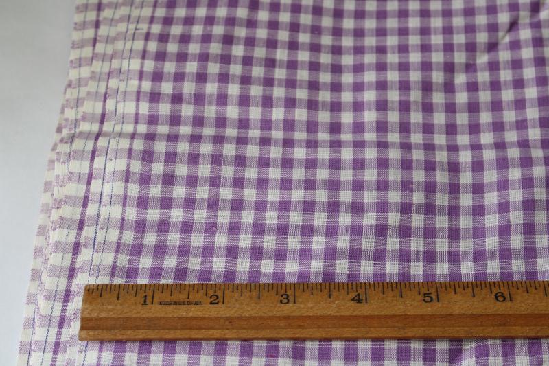 photo of all cotton vintage gingham fabric, lavender purple & white 36 wide 3 yards #1