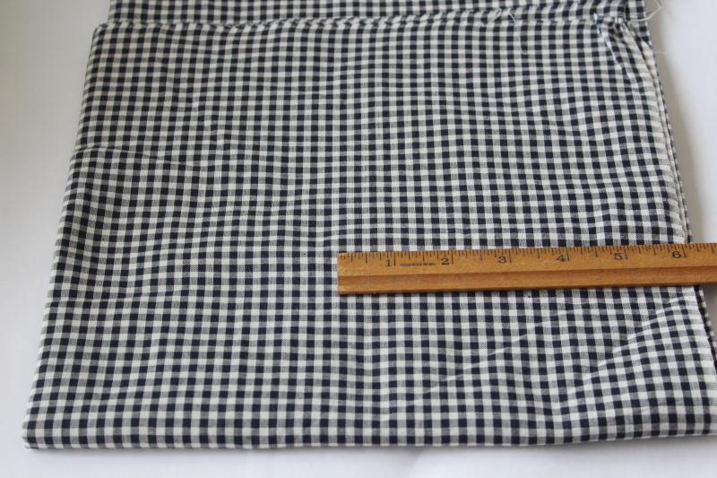 photo of all cotton vintage gingham, farmhouse style black & white checked fabric #1