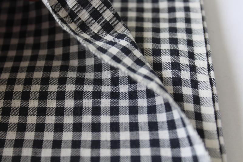 photo of all cotton vintage gingham, farmhouse style black & white checked fabric #2