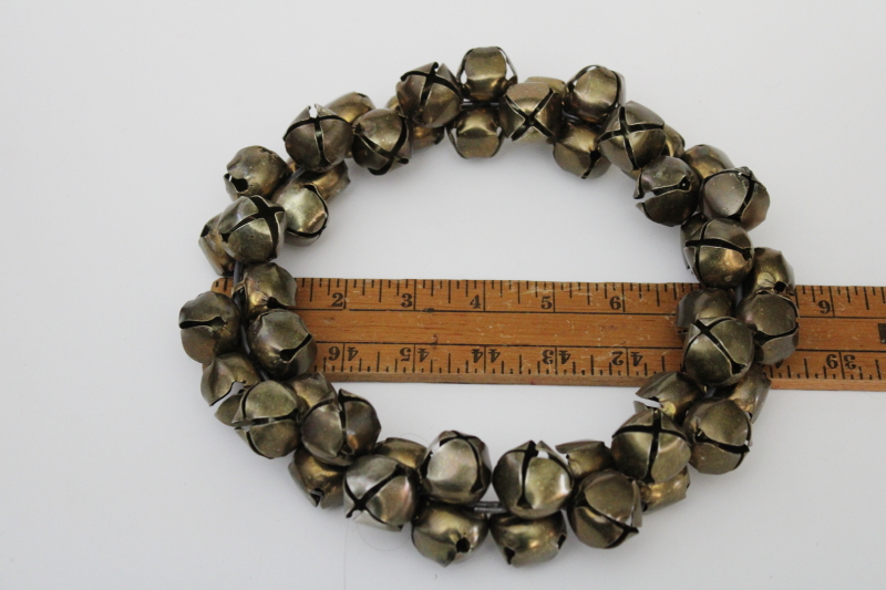 photo of all metal jingle bell wreath, brass tone steel jingle bells, neutral Christmas holiday decor rustic modern #2