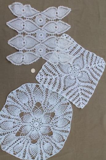 photo of all white & ivory vintage linens lot, lace table runners, crochet lace doilies #7