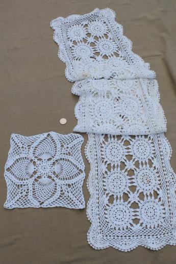 photo of all white & ivory vintage linens lot, lace table runners, crochet lace doilies #8