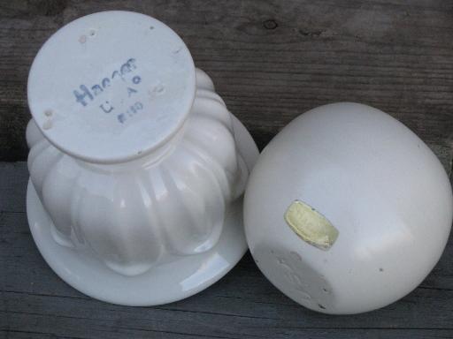 photo of all white lot retro vintage pottery planters and vases, matte and gloss glaze #5