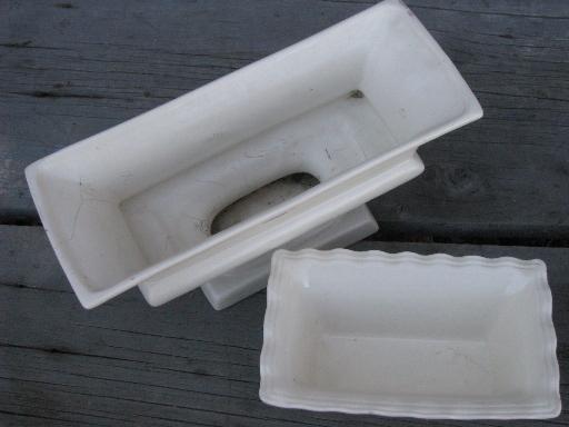 photo of all white lot retro vintage pottery planters and vases, matte and gloss glaze #8