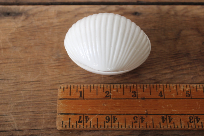 photo of all white simple ceramic clam sea shell trinket box, minimalist coastal decor  #2