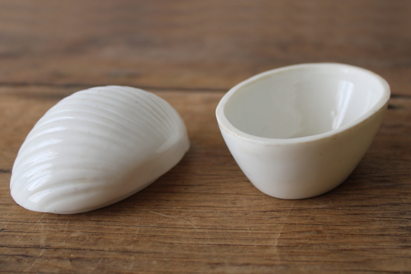 photo of all white simple ceramic clam sea shell trinket box, minimalist coastal decor  #5