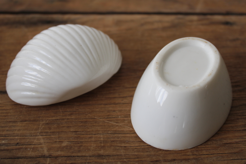 photo of all white simple ceramic clam sea shell trinket box, minimalist coastal decor  #6