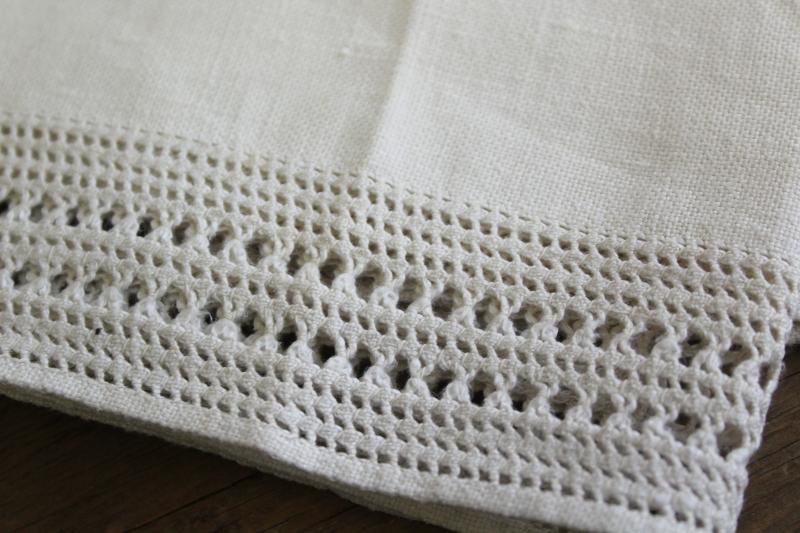 photo of all white vintage fancywork towels w/ embroidery & lace, cotton & linen powder room linens #6