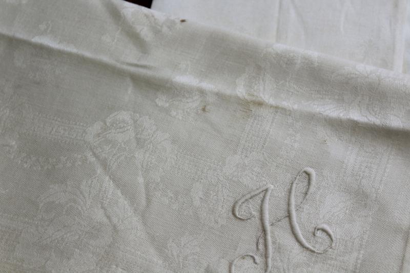 photo of all white vintage fancywork towels w/ embroidery & lace, cotton & linen powder room linens #17