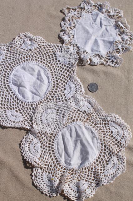 photo of all white work vintage crochet lace & linens lot, doilies, table mats & centerpieces #4