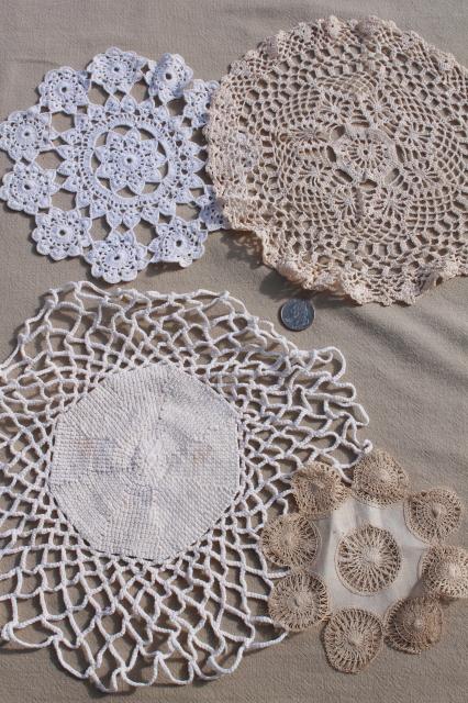 photo of all white work vintage crochet lace & linens lot, doilies, table mats & centerpieces #6