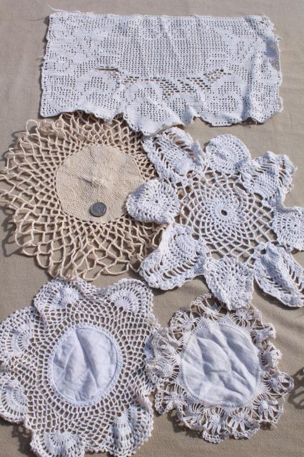 photo of all white work vintage crochet lace & linens lot, doilies, table mats & centerpieces #8