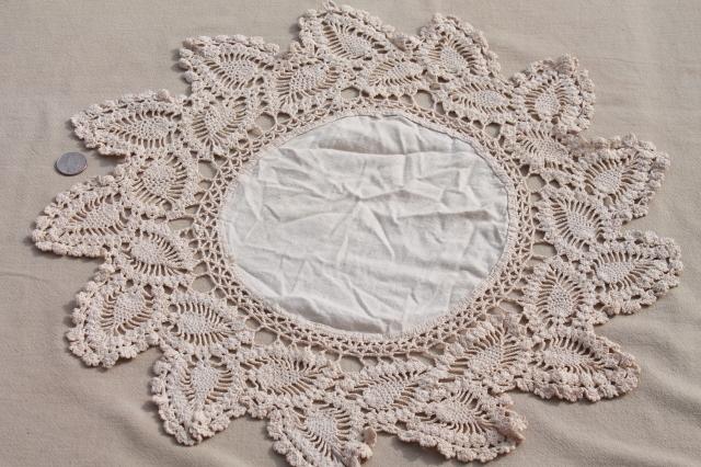 photo of all white work vintage crochet lace & linens lot, doilies, table mats & centerpieces #14