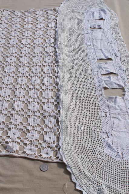 photo of all white work vintage crochet lace & linens lot, doilies, table mats & centerpieces #18