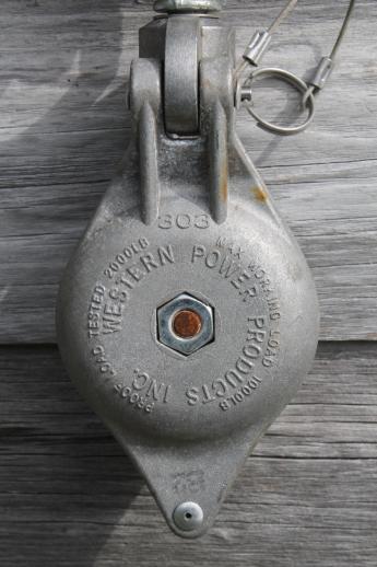 photo of aluminum snatch block pulley,  Western Power Products 303 B2, 1000lb lineman's pulley  #5