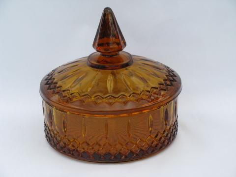 photo of amber colored glass, vintage candy dishes lot for Halloween & Thanksgiving #3