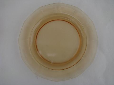 photo of amber glass Fostoria Fairfax pattern vintage salad plates lot #2