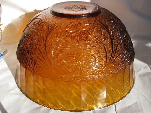 photo of amber glass sandwich pattern punch bowl, vintage Indiana glass / Tiara #3