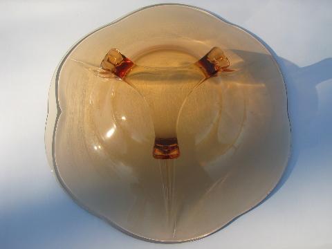 photo of amber glass vintage Fostoria three-toed footed console/centerpiece bowl #4