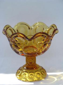 catalog photo of amber moon & stars glass, small compote, candy dish or pedestal flower bowl