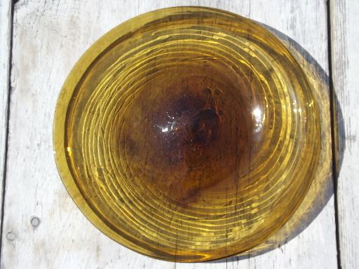 photo of amber swirl hand-blown glass plates, vintage Mexican art glass w/ pontil marks #4