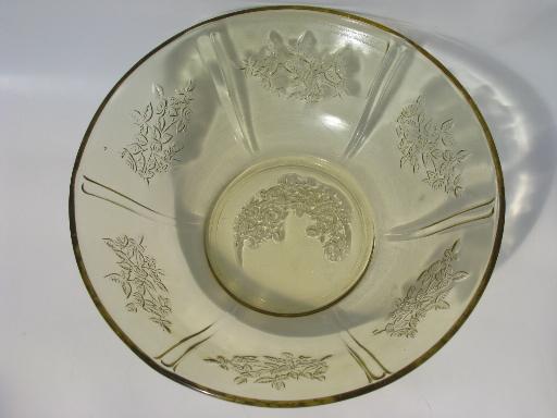 photo of amber yellow Sharon cabbage rose depression glass, two serving bowls #3