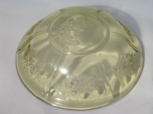 photo of amber yellow Sharon cabbage rose depression glass, two serving bowls #4