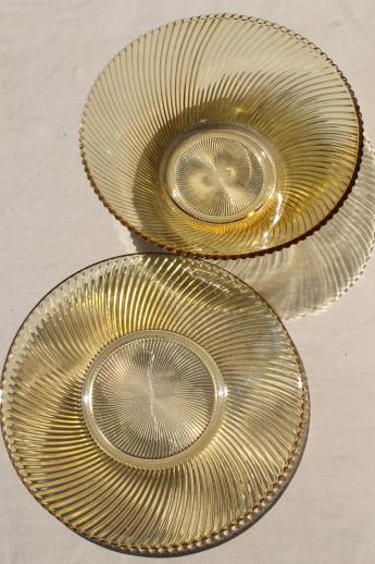 photo of amber yellow depression glass salad bowl & serving plate, Federal glass Diana  #3