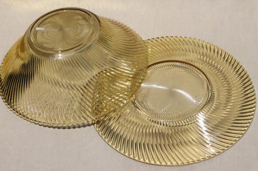 photo of amber yellow depression glass salad bowl & serving plate, Federal glass Diana  #4