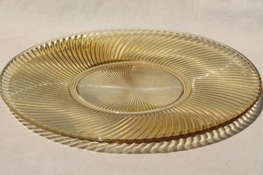 photo of amber yellow depression glass salad bowl & serving plate, Federal glass Diana  #6