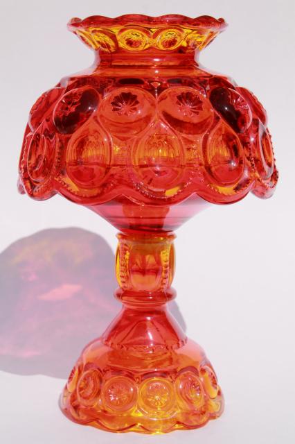 photo of amberina orange glass moon & stars fairy light, candlestick, bobeche & lamp shade set #1