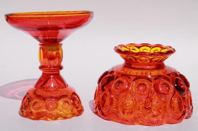 photo of amberina orange glass moon & stars fairy light, candlestick, bobeche & lamp shade set #2