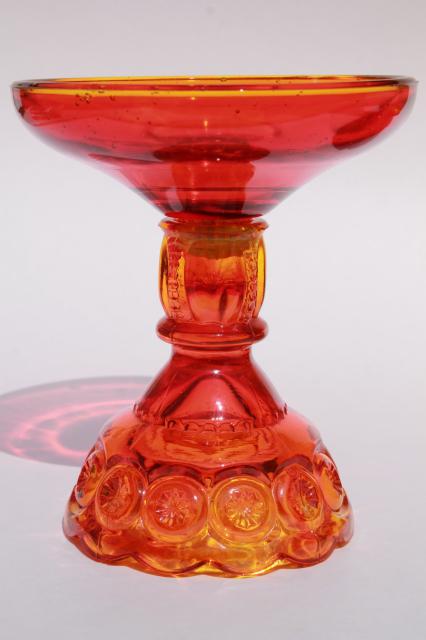 photo of amberina orange glass moon & stars fairy light, candlestick, bobeche & lamp shade set #3