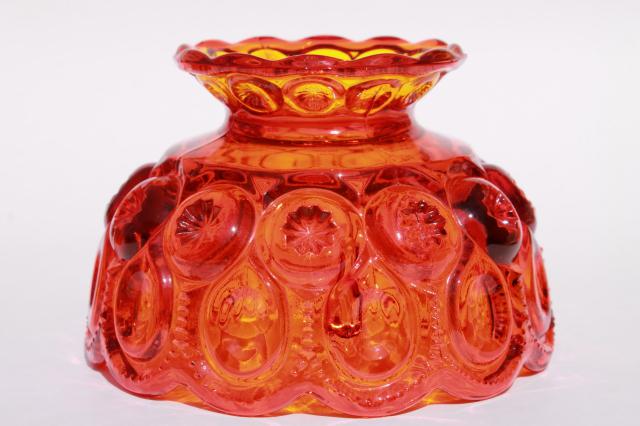 photo of amberina orange glass moon & stars fairy light, candlestick, bobeche & lamp shade set #5