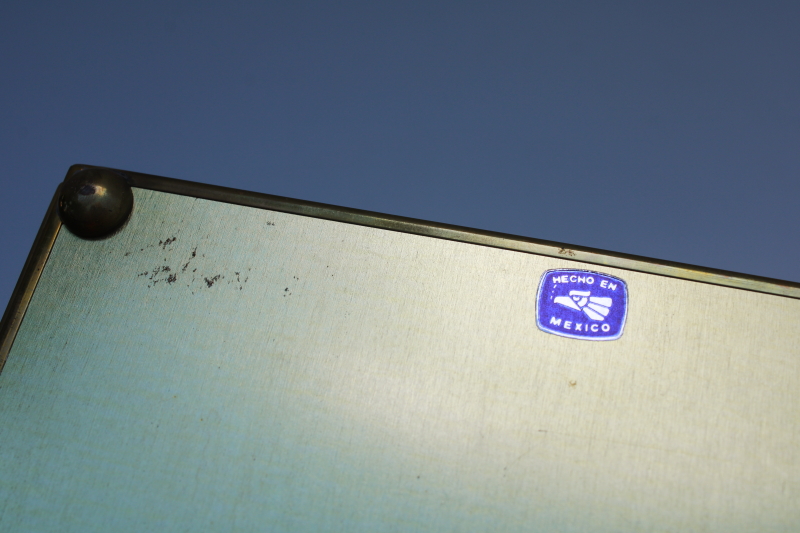photo of amethyst glass & brass jewelry box w/ mirror and tiny drawers, hippie boho 70s vintage #9