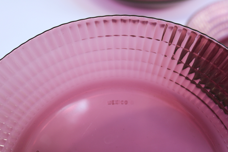 photo of amethyst purple Mexico glass dinnerware vintage Forte Crisa soup bowls set of 6  #2