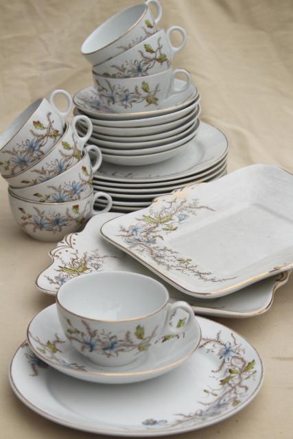 photo of antique 1800s English ironstone china transferware dishes set for 8 #1