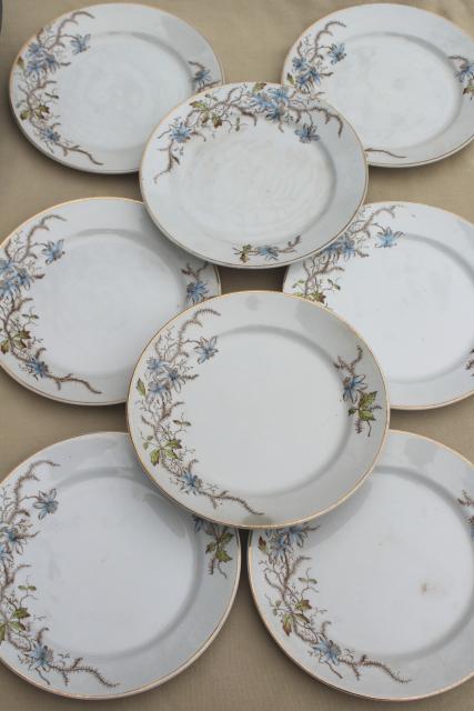 photo of antique 1800s English ironstone china transferware dishes set for 8 #6