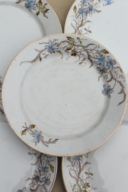 photo of antique 1800s English ironstone china transferware dishes set for 8 #7