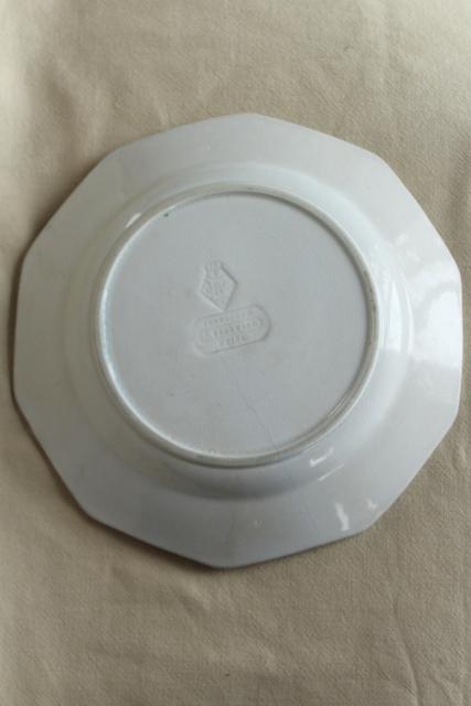 photo of antique 1800s Wedgwood ironstone china plate or soup bowl, heavy embossed border horse chestnut #10