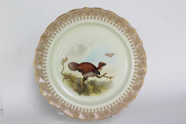 photo of antique 1800s ironstone game birds bird plate, Geo Shreve Royal Worcester china #1