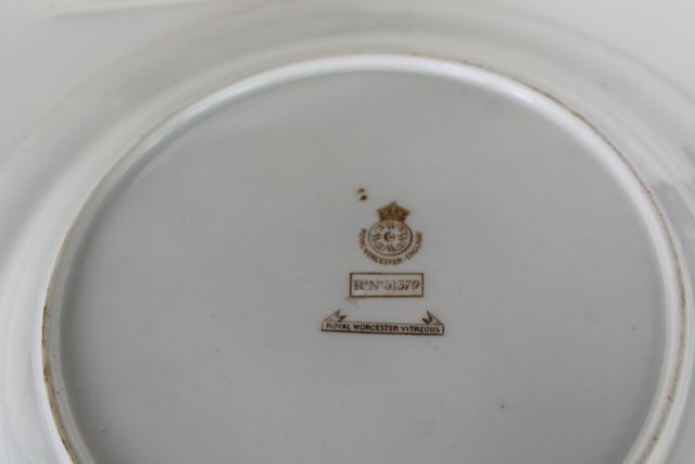 photo of antique 1800s ironstone game birds bird plate, Geo Shreve Royal Worcester china #2